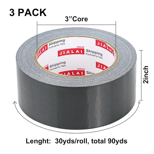 Miniatura 3 de JIALAI HOME Cinta adhesiva de alta resistencia, cinta negra de 2 pulgadas x 30 yardas, paquete de 3, 8.27 mil, fuerte, flexible, sin residuos