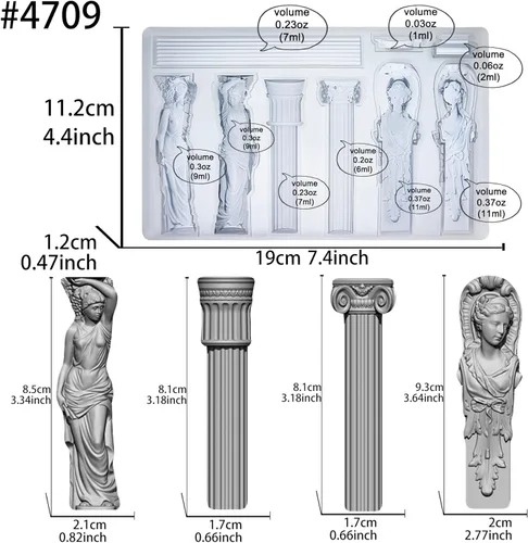 Miniatura 2 de Molde de Arte para Arcilla de Secado al Aire de Policlay, Yeso, Columna Decorativa y Estatua Escultórica Columna y Estatua