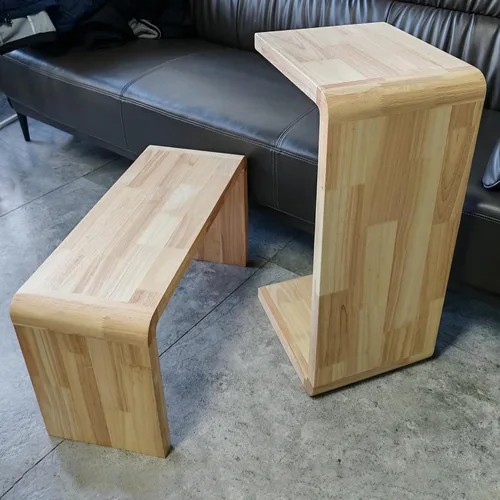 Miniatura 13 de Mesa auxiliar en forma de C, mesa auxiliar de madera maciza para sofá, cama y sala de estar, mesa auxiliar pequeña para aperitivos que ahorra
