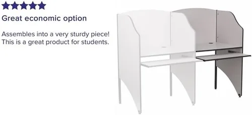 Miniatura 5 de Flash Furniture Jordan - Carrel de estudio complementario en acabado gris nebulosa