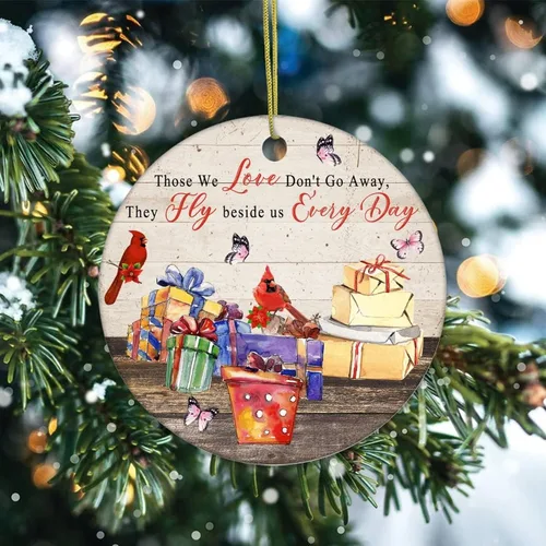 Miniatura 2 de Adornos de recuerdo de Navidad con texto en inglés «Those We Love Don't Go Away», adornos de cerámica para colgar en el árbol de Navidad