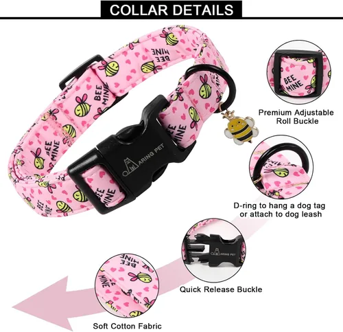 Miniatura 2 de ARING PET Collar Rosa para Perro, Lindos Collares Amarillos con Abejas para Cachorros Pequeños, Medianos y Grandes para Perros Chicos y Chicas-XS