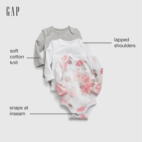 Miniatura 4 de GAP Conjunto de body de manga larga favorito de 3 piezas para bebé niña