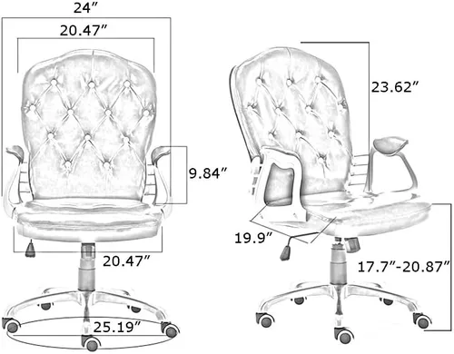 Miniatura 3 de Silla de oficina en casa, silla giratoria ergonómica para computadora con soporte lumbar, reposabrazos ejecutiva, con reposabrazos fijos, altura Oro