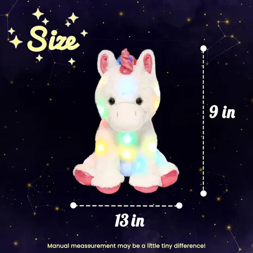Miniatura 2 de Hopearl Unicornio de peluche con luces LED, flexible, con luces de noche que brillan en la oscuridad, para festival, cumpleaños, niños pequeños
