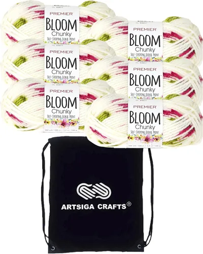 Miniatura 28 de Premier Yarns Bloom Chunky Gerbera 1114-21 - Hilo acrílico grueso y voluminoso #5 (3 madejas, el mismo lote de tinte) para ganchillo y tejer