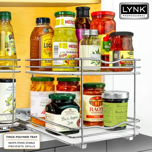 Miniatura 6 de LYNK PROFESSIONAL® - Organizador extraíble de especias para armario, 8-1/4 pulgadas de ancho, estante deslizante, organizador de especias, cromado