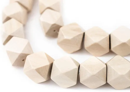 Miniatura 50 de TheBeadChest - Cuentas de madera de cubo sin esquinas azul azul: cuentas orgánicas naturales de corte de diamante de 0.787 in para la fabricación