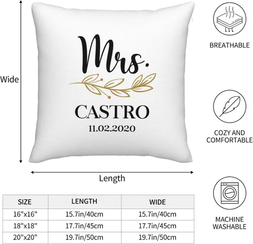 Miniatura 5 de Elegante juego de 2 fundas de almohada de lino blanco de Mr & Mrs personalizadas, regalos de boda, despedida de soltera, día de San Valentín