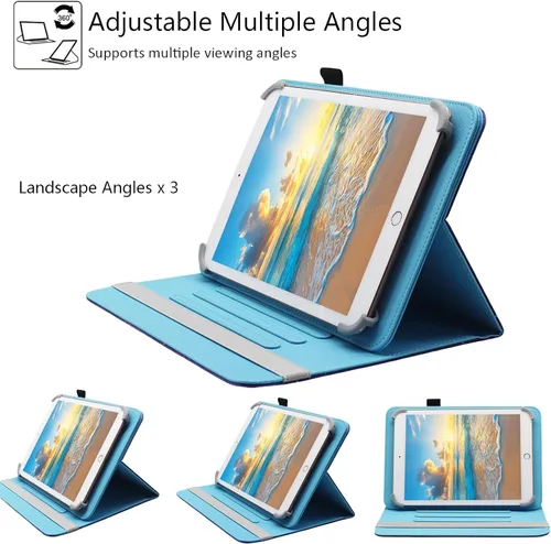 Miniatura 4 de Funda universal para tablet Android de 7 y 8 pulgadas, Dluggs de piel sintética, con soporte giratorio de 360 grados y múltiples ángulos