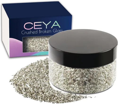 Miniatura 23 de Ceya 5.3 onzas/150g Vidrio Triturado Irregular Azul Neptuno Metálico Chips de Cristal Vidrio Roto Chips Purpurina 2-4mm Manualidades Purpurina