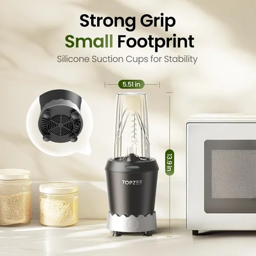 Miniatura 7 de TOPZEE Licuadora Personal de Batidos - Licuadora de 1000W de Una Sola Porción con Tazas de Viaje Portátiles de 24oz, Ideal para Batidos de Proteína