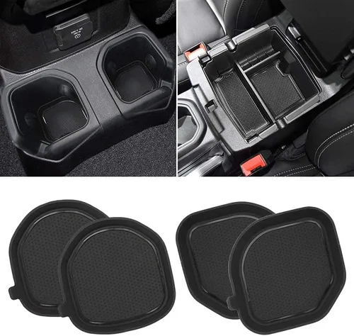 Miniatura 8 de Auovo - Insertos para portavasos de auto, tapetes para vasos, organizador de bandeja para consola central, apto para Wrangler 2018-2023, JL, JLU