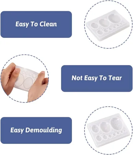 Miniatura 3 de Craftdady Molde de silicona con gemas de cabujón de 10 cavidades, molde de fundición de resina ovalada para resina epoxi UV, bricolaje