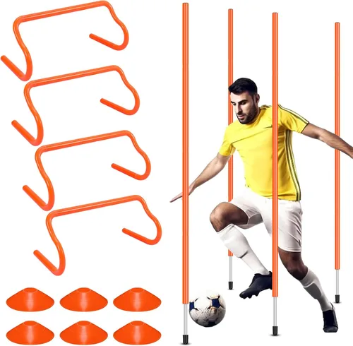 JellyArch Equipo de entrenamiento de agilidad, entrenamiento de velocidad de fútbol, incluye 4 bastones de agilidad de fútbol ajustables, 4