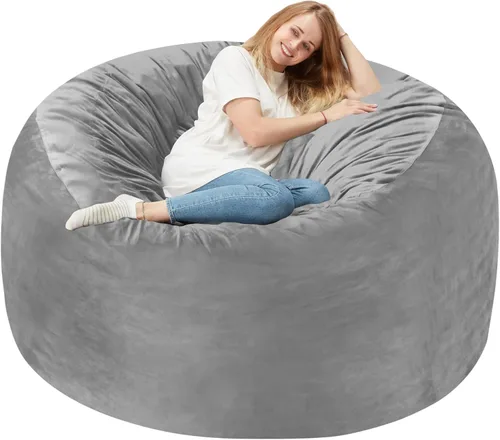 Homguava - Sillón puff de 4 pies Sillón estilo puff grande de 4 pulgadas con relleno de espuma viscoelástica, sofá suave con funda de terciopelo