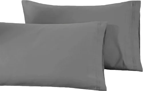 Miniatura 8 de Juego de fundas de almohada tamaño grande de algodón egipcio, de 1500 hilos, de color liso., Negro, Estándar