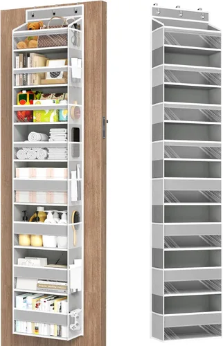 Miniatura 16 de Mefirt Organizador Sobre la Puerta, 8 Estantes Organizadores Colgantes para Puerta con 8 Bolsillos de Gran Capacidad, Organizador de Almacenamiento