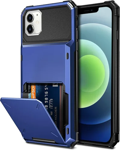 Miniatura 18 de Vofolen Funda compatible con iPhone 12, cartera 5G, 4 ranuras para tarjetas, tarjetero con bolsillo oculto, doble capa, cubierta trasera protectora