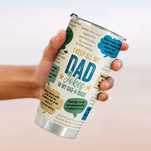 Miniatura 6 de Best Dad Ever Gifts – Dad Jokes - Regalo del día del padre de hija e hijo, vaso de acero inoxidable con tapa y pajitas, 20 onzas