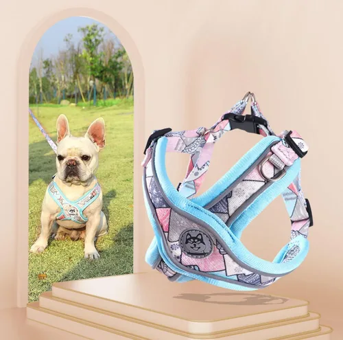 Miniatura 3 de PT-010 Arnés sin tirones para perro y mascota, arnés de entrenamiento para caminar con correa chaleco reflectante (azul, S)