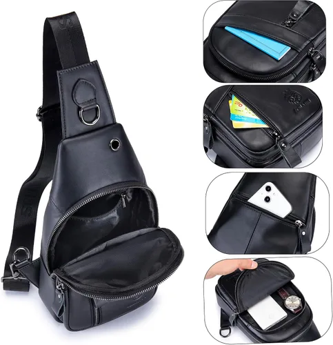 Miniatura 31 de LUKZIJAES Bolso bandolera de cuero genuino para hombre