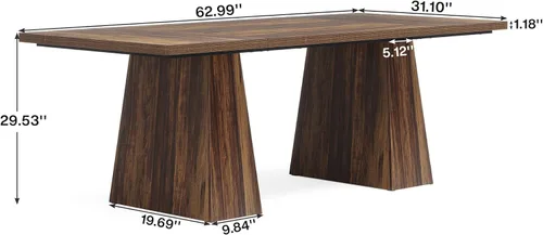 Miniatura 2 de Tribesigns Escritorio Ejecutivo de 63 Pulgadas, Escritorio Grande para Computadora de Oficina con Doble Pedestal, Estaciones de Trabajo Modernas