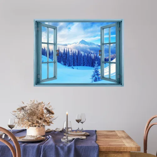Miniatura 24 de wall26 Adhesivo de Pared Papá Noel Llevando Regalos Ventana Abierta Mural, No Se Despega y No Se Pega, Papel Tapiz No Tejido Decorativo