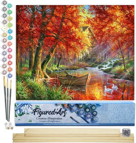 Miniatura 31 de Figured'Art - Juego de pintura por números, lienzo enrollado sin marco, para manualidades, para adultos, 16 x 20 pulgadas, jarrón de peonías
