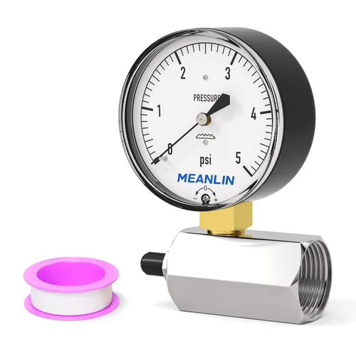 Miniatura 8 de MEANLIN MEASURE 0-60Psi 2" medidores de presión de prueba de aire graduados dobles de acero, conexión FNPT de 3/4", precisión de -3-2-3%