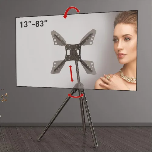 Miniatura 10 de Barkan Soporte de suelo de TV de 13 a 65 pulgadas, soporte de ajuste de altura y inclinación para hasta 80 libras, acabado brillante, base