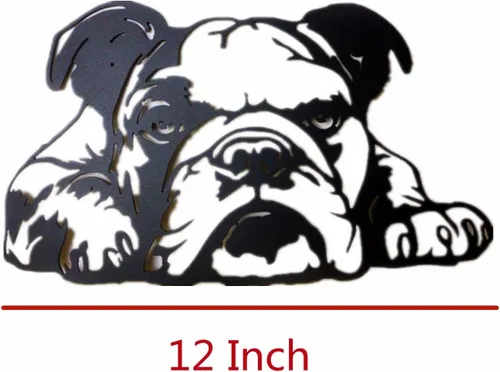 Miniatura 3 de PHJYMXZSNA Escultura de pared de bulldog de metal negro 3D para decoración de cabeza de perro, retratos artísticos modernos para mascotas, adecuados