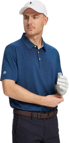 Miniatura 2 de Polo de golf para hombre, absorbe la humedad, ajuste seco, atlético, manga corta, a rayas, para hombre