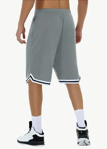 Miniatura 2 de JWM Pantalones cortos largos de baloncesto para hombre con bolsillos con cremallera, malla de 11 pulgadas, pantalones cortos deportivos de secado