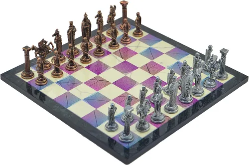 Miniatura 14 de Juego de ajedrez de metal para adultos, cobre antiguo del ejército británico real, piezas hechas a mano y diferentes diseños, tablero de ajedrez