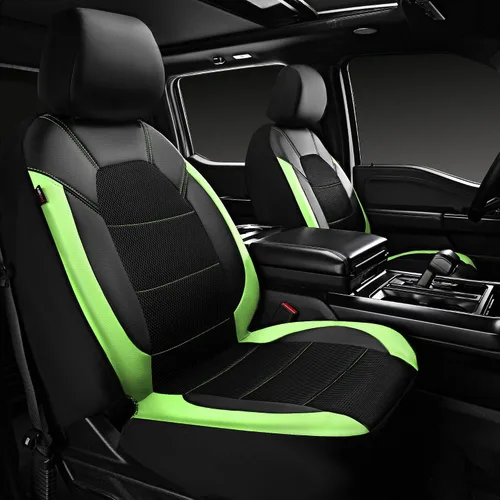 Miniatura 9 de CAR PASS Fundas de cuero para asientos delanteros solamente, con fundas de asiento delantero de malla de aire, transpirables, fundas de asiento Verde