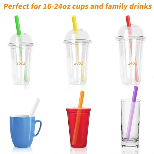 Miniatura 3 de 100 popotes Boba para batido de varios colores, de plástico, desechables, de boca ancha, grandes, envueltas individualmente