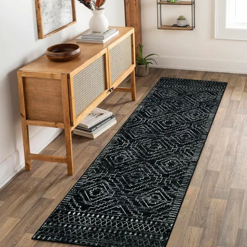 Miniatura 57 de Wonnitar Alfombra marroquí lavable de 5 x 7 pies, color negro, alfombra grande para sala de estar, antideslizante, bohemio, para dormitorio