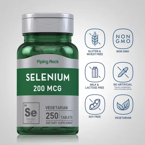 Miniatura 3 de Piping Rock Tabletas de selenio de 200 mcg 250 unidades Vegetariano, sin OMG, suplemento sin gluten