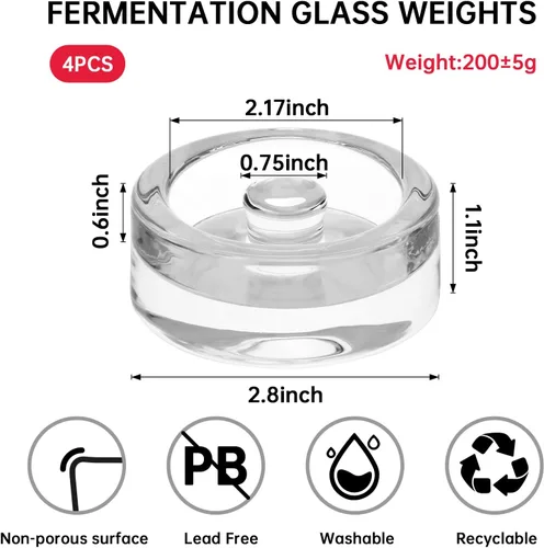 Miniatura 2 de 1Pc Wide-Mouth Fermentation Glass Weight Set With Easy Grip Perfect For Home Brewing, Pickling, Canning, Fermented Fruits, Sauerkraut, Kimchi And