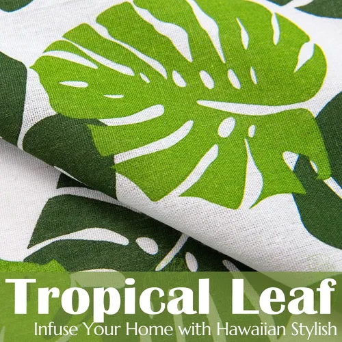 Miniatura 5 de BROSHAN Cortinas blancas y verdes para dormitorio, cortinas de ventana de hojas de plantas tropicales, 2 paneles de 78 pulgadas de largo, cortinas