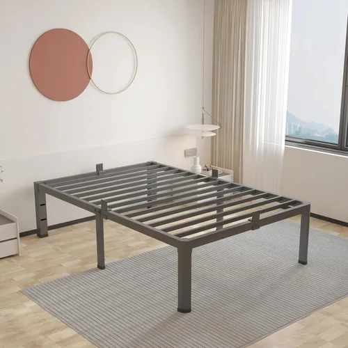 Miniatura 9 de ROIL Marcos de cama de 14 pulgadas con cabecera, tamaño individual XL, con agujeros para cabecero y patas de esquinas redondas, con sujetadores