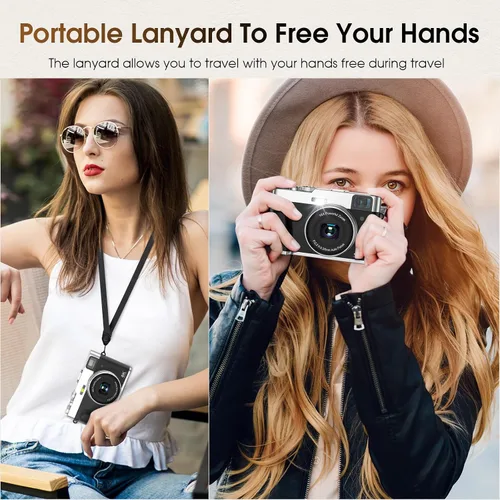 Miniatura 5 de Cámara digital 4K con tarjeta SD, cámara de apuntar y disparar de 48 MP con visor de flash y dial, cámara de vlogging antivibración, zoom 16X, 2