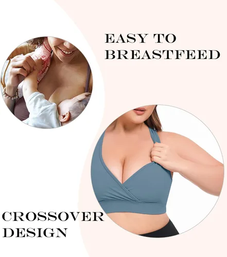 Miniatura 4 de Bralette de maternidad y lactancia para mujer, 5 unidades (S-4XL) - Bralette cómodo con espalda cruzada
