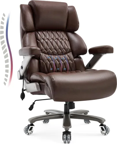 Miniatura 9 de Silla de oficina grande y alta de 700 libras, soporte lumbar ajustable, base de metal resistente, ruedas de goma silenciosas, respaldo alto, silla