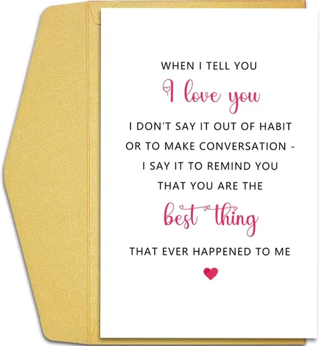 Qiliji Tarjeta del día de San Valentín para marido, novio, esposa, novia, bonita tarjeta de amor de poema para él y ella, tarjeta de aniversario,