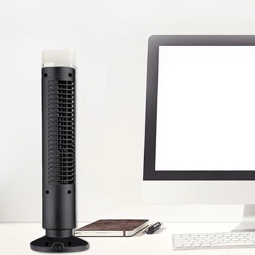 Miniatura 2 de Aramox Ventilador de torre oscilante, ventilador de torre sin aspas, ventilador de escritorio USB oscilante con luz para el hogar, dormitorio, Negro