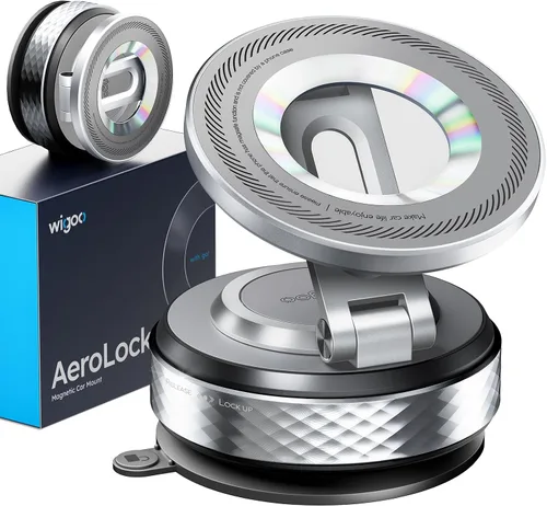 Miniatura 10 de Wigoo Magsafe - Soporte magnético de vacío para teléfono para automóvil [succión de 80 libras y 3000 gf magnético] Soporte de teléfono ajustable