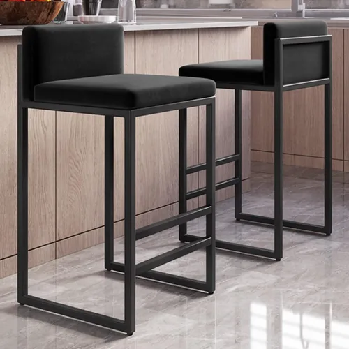 Miniatura 9 de Juego de 1/2 taburetes de bar, sillas de bar tapizadas de terciopelo con reposapiés, taburetes de encimera de cocina, marco de hierro de metal negro