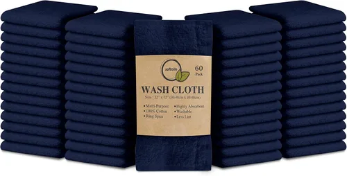 Miniatura 30 de Paquete de 24 paños 100 % algodón (12 x 12 pulgadas), suaves, altamente absorbentes, toallas para la cara, paños de lavado para la cara, hilado